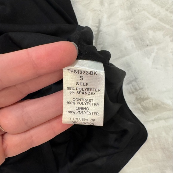 Anthropologie thml Black Dress with Sheer Polka Dot puff Sleeves - Picture 9 of 10